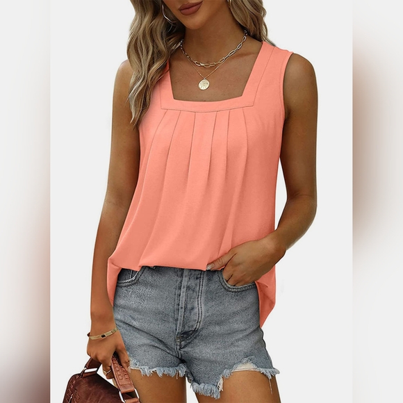 Ruched Square Neck Tank Top - Picture 2 of 5